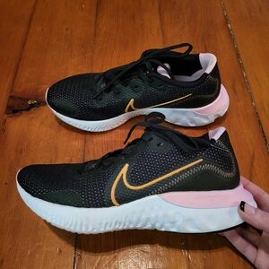 Nike Renew shoes, size 8, black with pink/orange